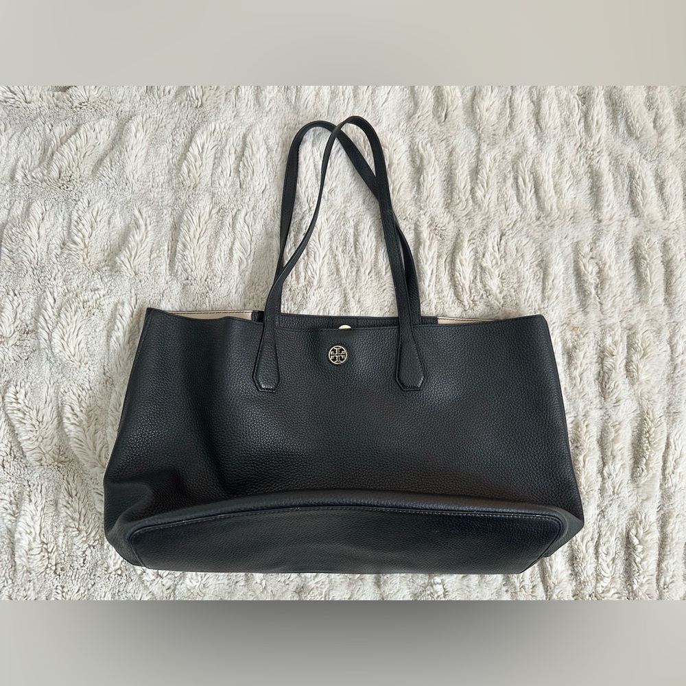 Tory Burch Original Perry Tote Pebbled Leather Tote Bag Handbag